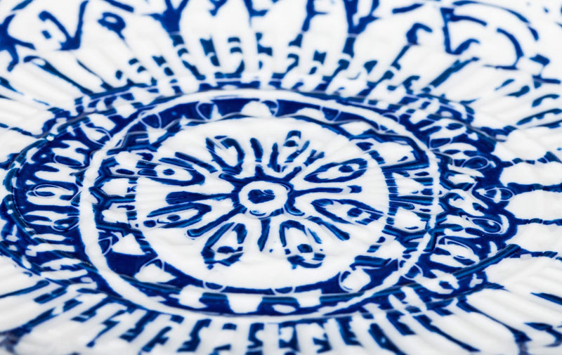 Cypress Home Inkwell Ceramic Debossed Oval Plate