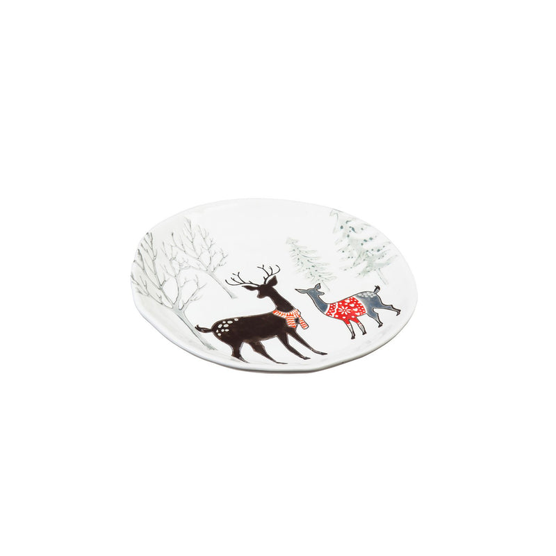 Stamped Ceramic, 8'' Salad Plate, White Woods,3psh7140