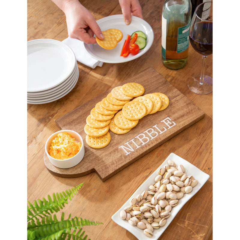 16" Wood Serving Board with 5 OZ Dipping Bowl, NIBBLE,3sbs003