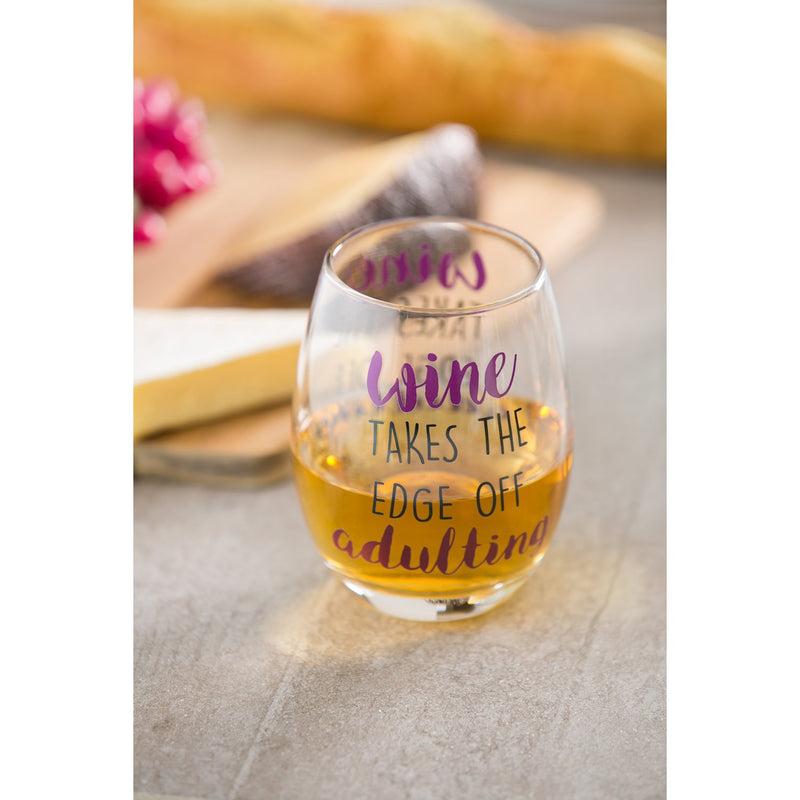 Edge Off Adulting Stemless Wine Glass - 4 x 5 x 4 Inches