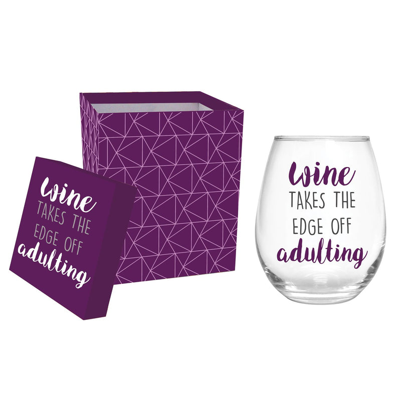 Edge Off Adulting Stemless Wine Glass - 4 x 5 x 4 Inches