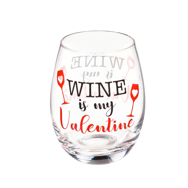 Stemless Wine Glass w/ Box, Wine is My Valentine,3sl190