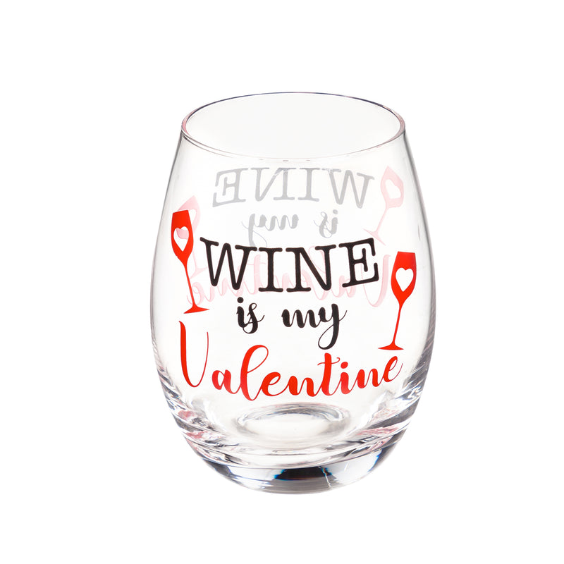 Stemless Wine Glass w/ Box, Wine is My Valentine,3sl190