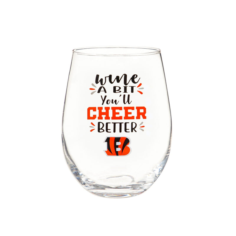 Cincinnati Bengals, 17oz Boxed Stemless Wine,3sl3806