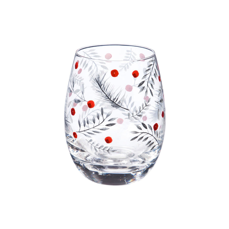 Stemless Wine Glass w/ Box, 17 OZ, Yuletide,3sl7724