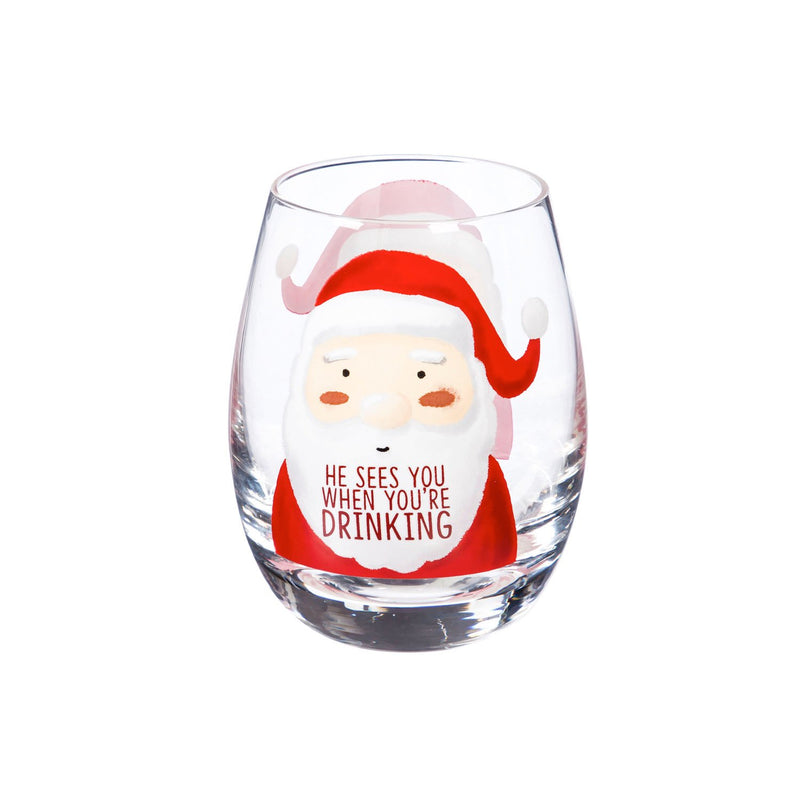 Stemless Wine Glass w/ Box, 17 OZ, He Sees You When You're Drinking,3sl7727b