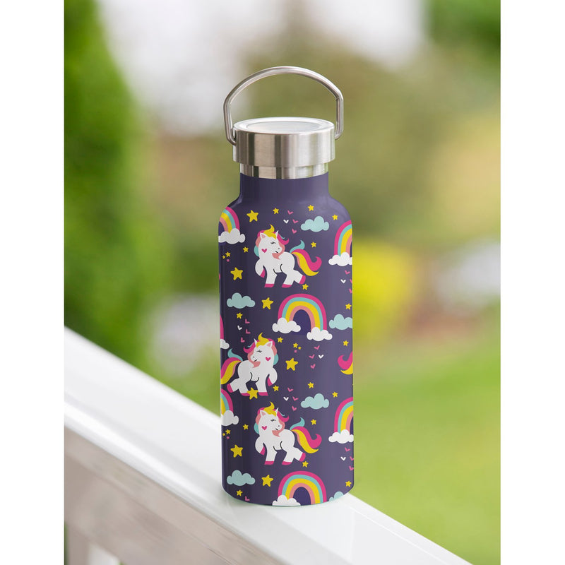 Children Double Wall Stainless Steel Bottle, 11 OZ, Unicorns and Rainbows,3sscb7394