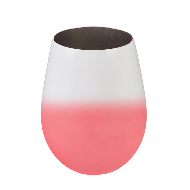 Stainless Steel Stemless Wine Tumbler, Color Changing White to Persimmon, 18 oz.,3sw044