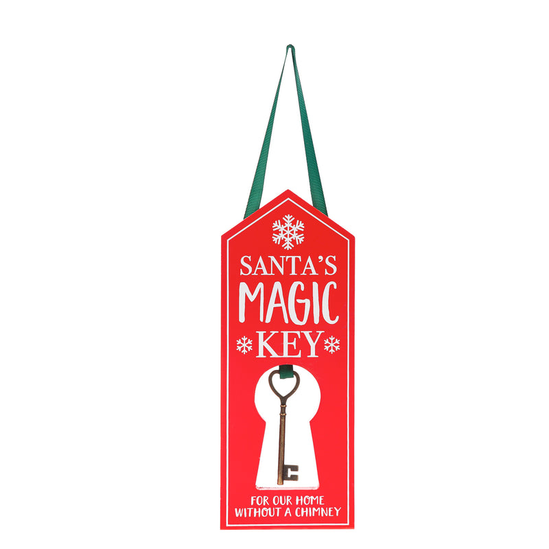 "Santa's Magic Key" Wood Door Hanger, 3.5"x0.28"x9"inches
