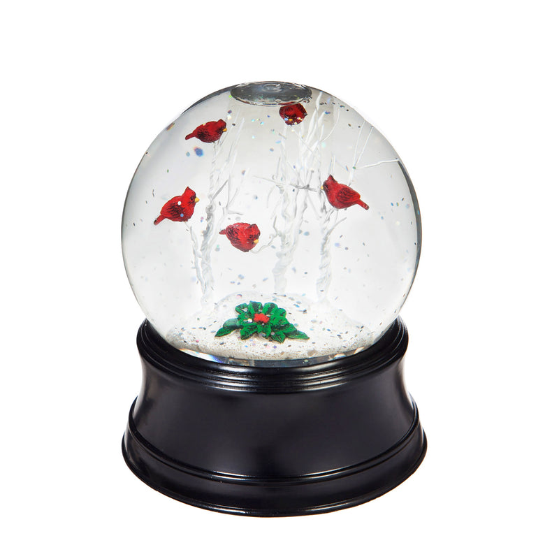 5 '' LED Waterglobe with spinning action, Perching Cardinal