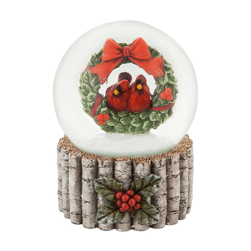 Polystone Cardinal and Wreath Water Globe