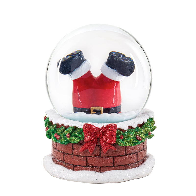 Polyresin Santa Down The Chimney  Water Globe,3wgl193