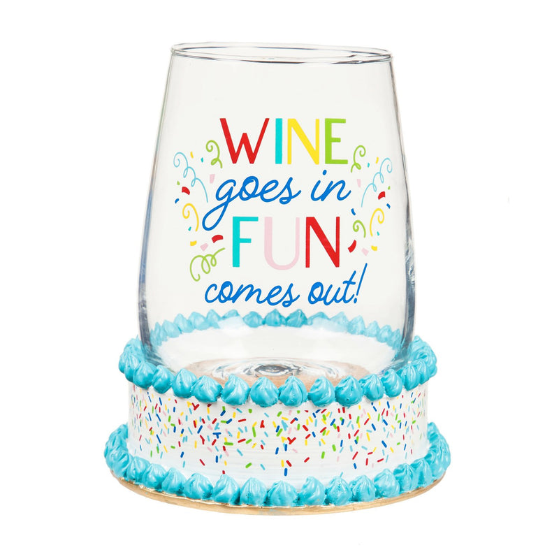 17 OZ Wine Glass with Coaster Base, Wine Goes In, 6.2"x3.5"x3.5"inches