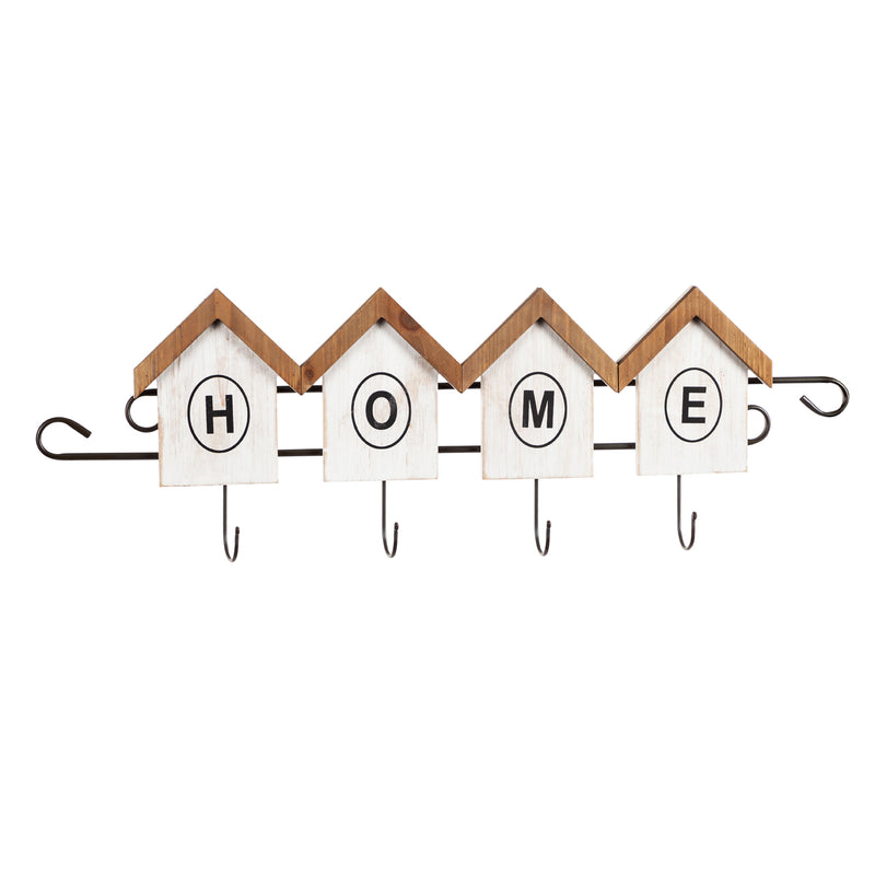 Home Wood and Metal Wall Hooks, 31.1'' x 2.6'' x 10'' inches