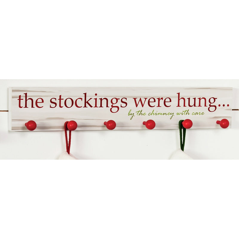 The stockings were hung... Wooden Mantel Sign, 24'' x 1'' x 4.3'' inches