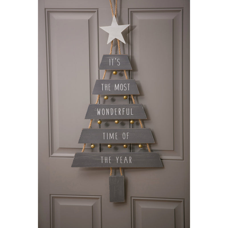 Tree Shaped Wall Décor with Bells, 2 Assorted,3wp795