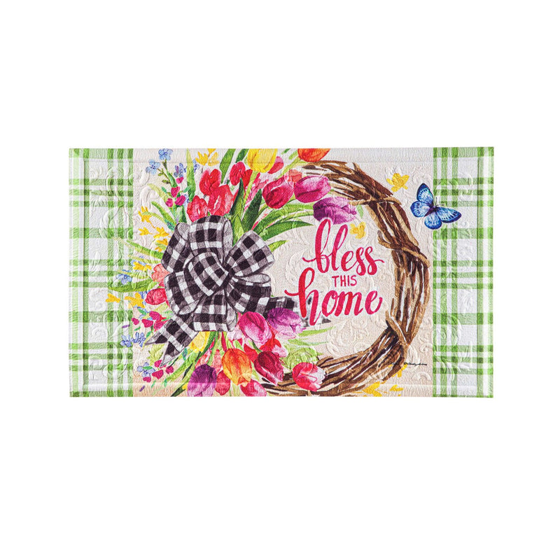 Spring Florals Wreath Embossed Floor Mat,41em2554