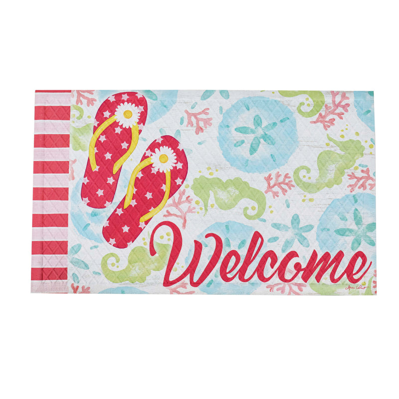 Welcome Flip Flops Embossed Floor Mat,41em2567