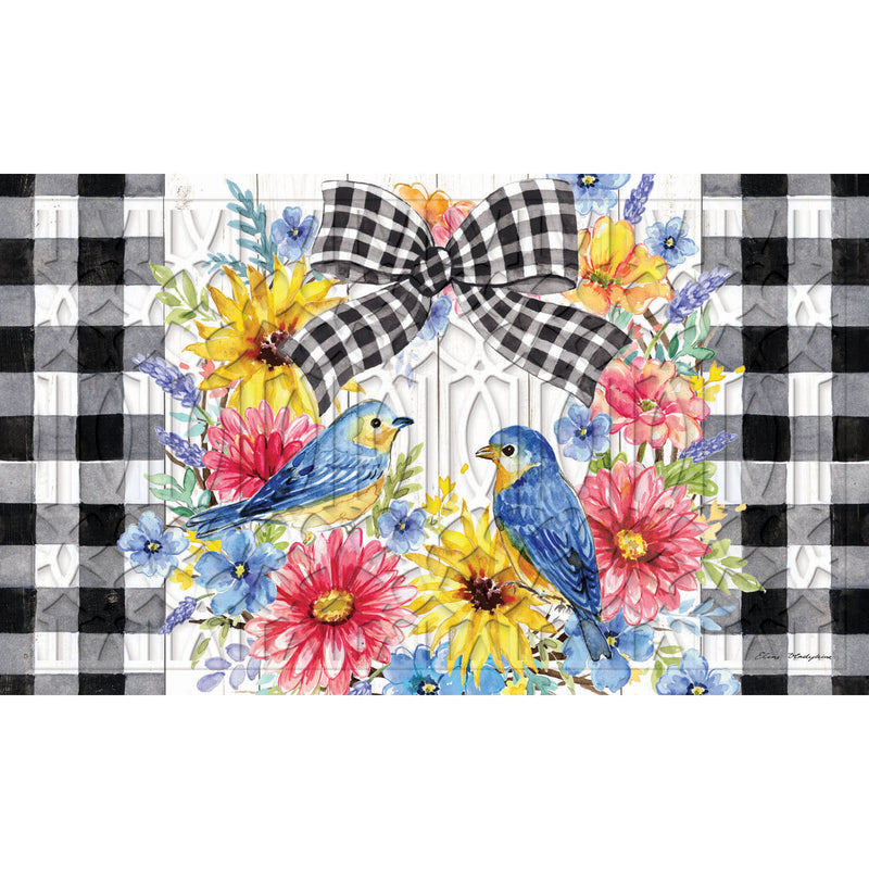 Spring Bird Wreath Embossed Floor Mat,41em2589