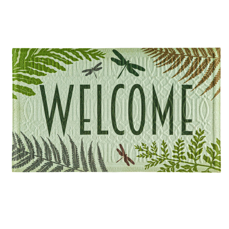 Evergreen Floormat,Welcome Dragonfly Embossed Floor Mat,30x0.5x18 Inches