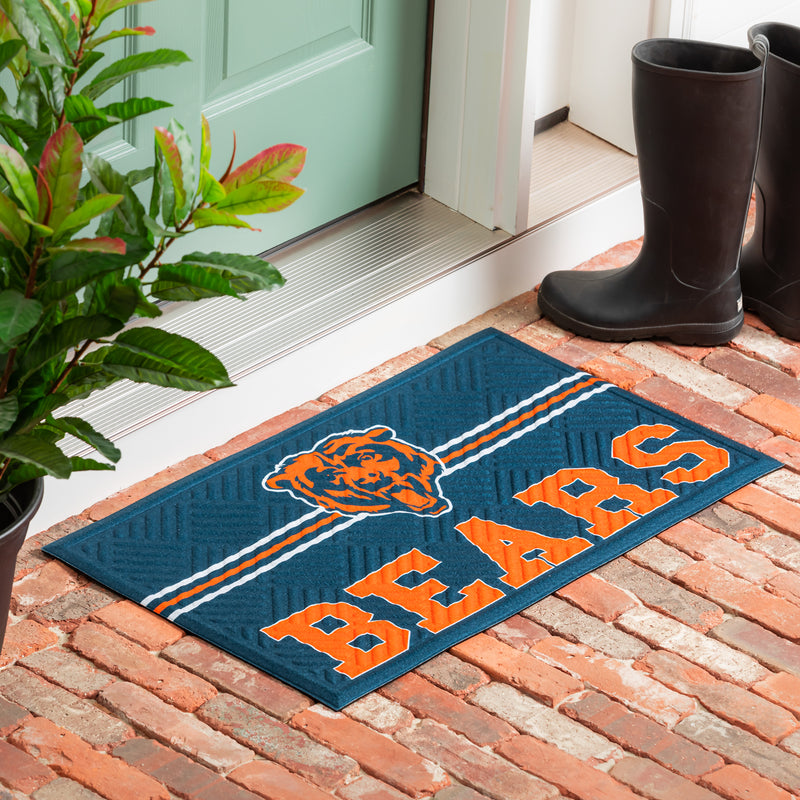Evergreen Floormat,Embossed Mat, Cross Hatch, Chicago Bears,0.25x30x18 Inches