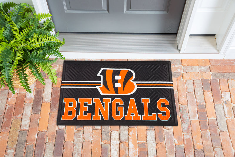 Evergreen Floormat,Embossed Mat, Cross Hatch, Cincinnati Bengals,0.25x30x18 Inches