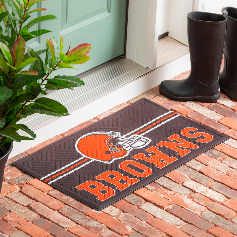 Evergreen Floormat,Embossed Mat, Cross Hatch, Cleveland Browns,0.25x30x18 Inches