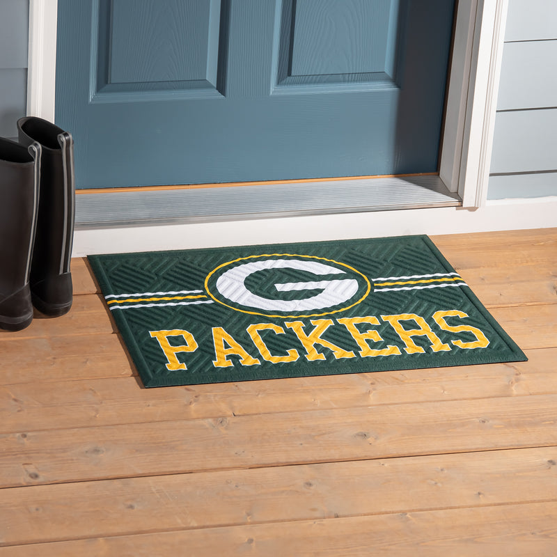 Evergreen Floormat,Embossed Mat, Cross Hatch, Green Bay Packers,0.25x30x18 Inches
