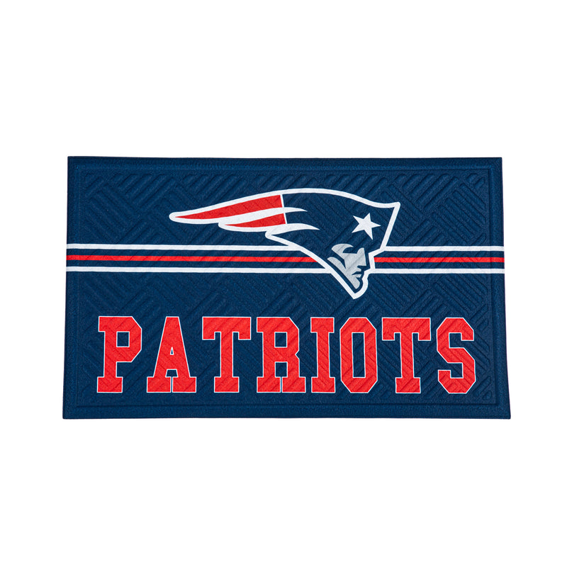Evergreen Floormat,Embossed Mat, Cross Hatch, New England Patriots,0.25x30x18 Inches
