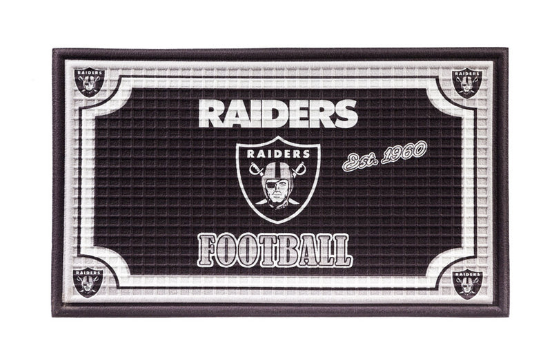 Team Sports America NFL LAS Vegas Raiders Embossed Outdoor-Safe Mat - 30" W x 18" H Durable Non Slip Floormat for Football Fans