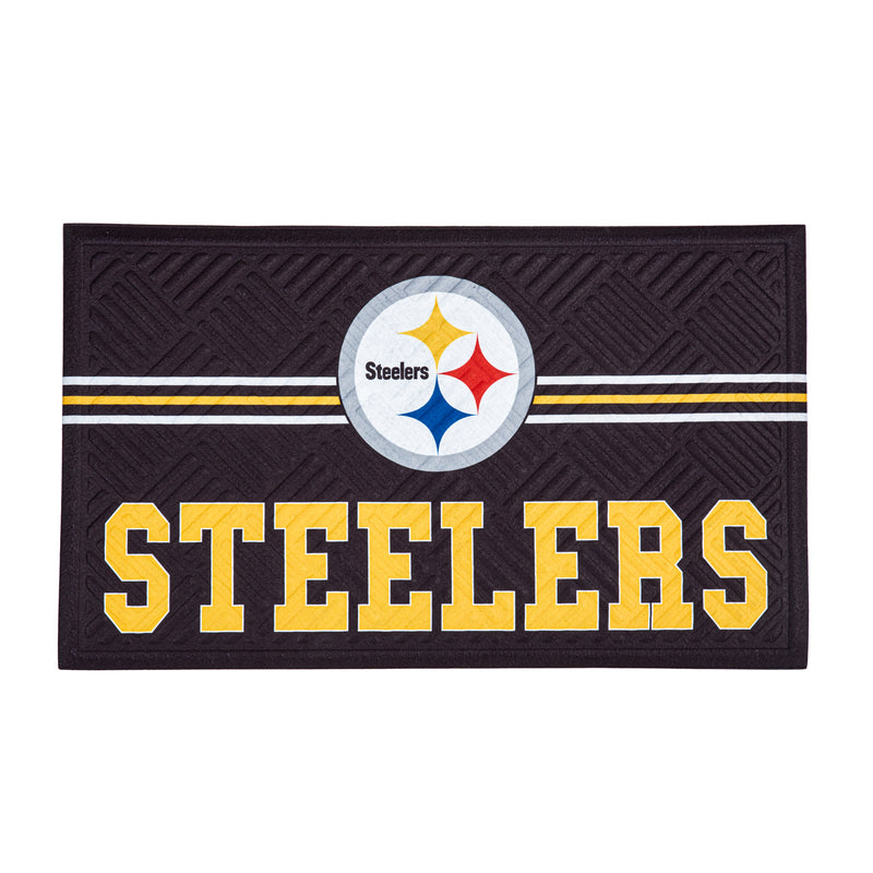 Evergreen Floormat,Embossed Mat, Cross Hatch, Pittsburgh Steelers,0.25x30x18 Inches