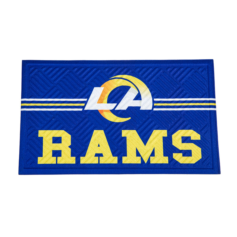 Evergreen Floormat,Embossed Mat, Cross Hatch, Los Angeles Rams,0.25x30x18 Inches
