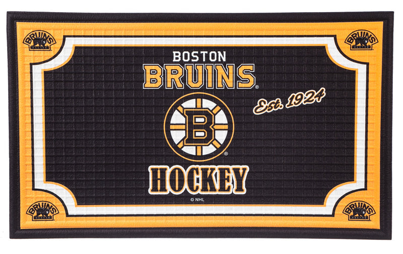 Evergreen Floormat,Embossed Door Mat-Boston Bruins,30x18x0.25 Inches