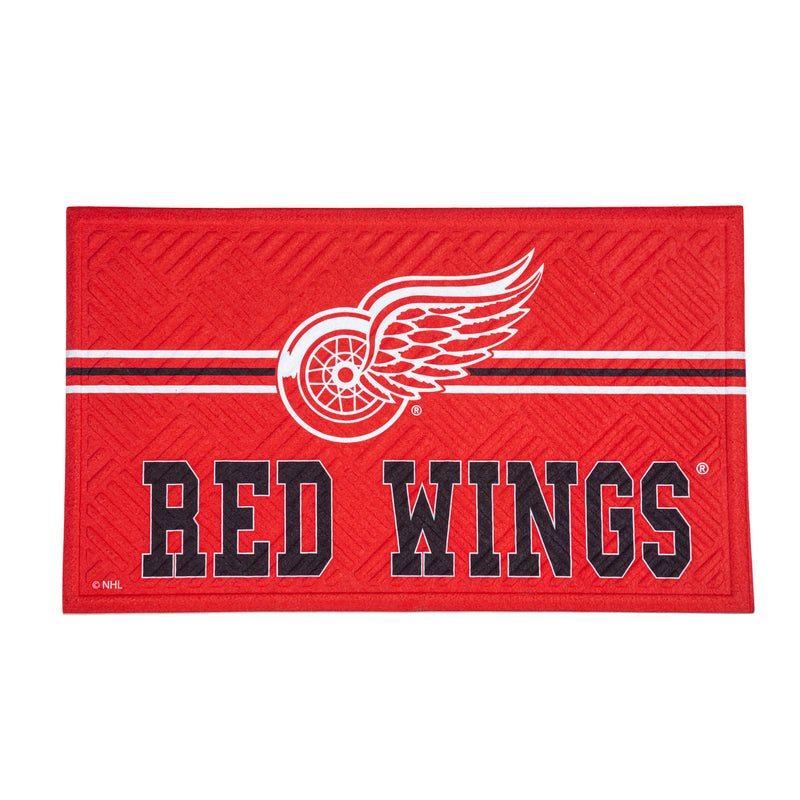 Evergreen Floormat,Embossed Mat, Cross Hatch, Detroit Red Wings,0.25x30x18 Inches