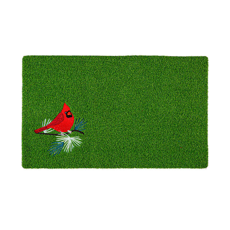 Evergreen Floormat,Red Cardinal Embroidered Grass Mat,0.4x30x18 Inches