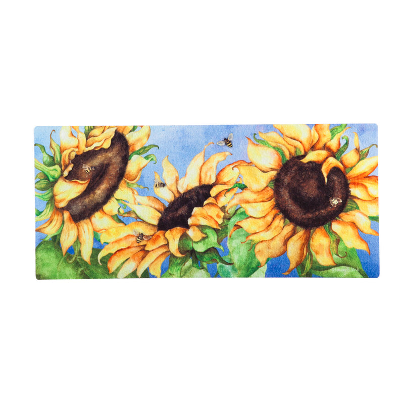 Evergreen Flag Beautiful Colorful Hello Honey Sunflowers Durable Sassafras Switch Welcome Mat - 22 x 10 Inches Fade and Weather Resistant Outdoor Doormat for Homes, Yards and Gardens
