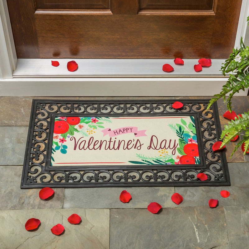 Evergreen Floormat,Valentine's Day Floral Sassafras Swich Mat,10x22x0.2 Inches