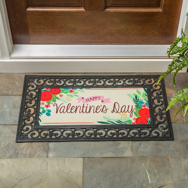 Evergreen Floormat,Valentine's Day Floral Sassafras Swich Mat,10x22x0.2 Inches