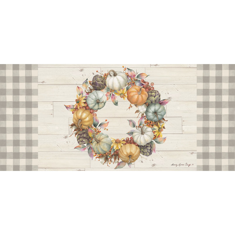 Evergreen Floormat,Pumpkin Time Wreath Sassafras Swich Mat,22x10x0.2 Inches