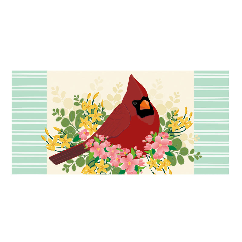 Evergreen Floormat,Spring Floral Cardinal Sassafras Switch Mat,10x22x0.25 Inches