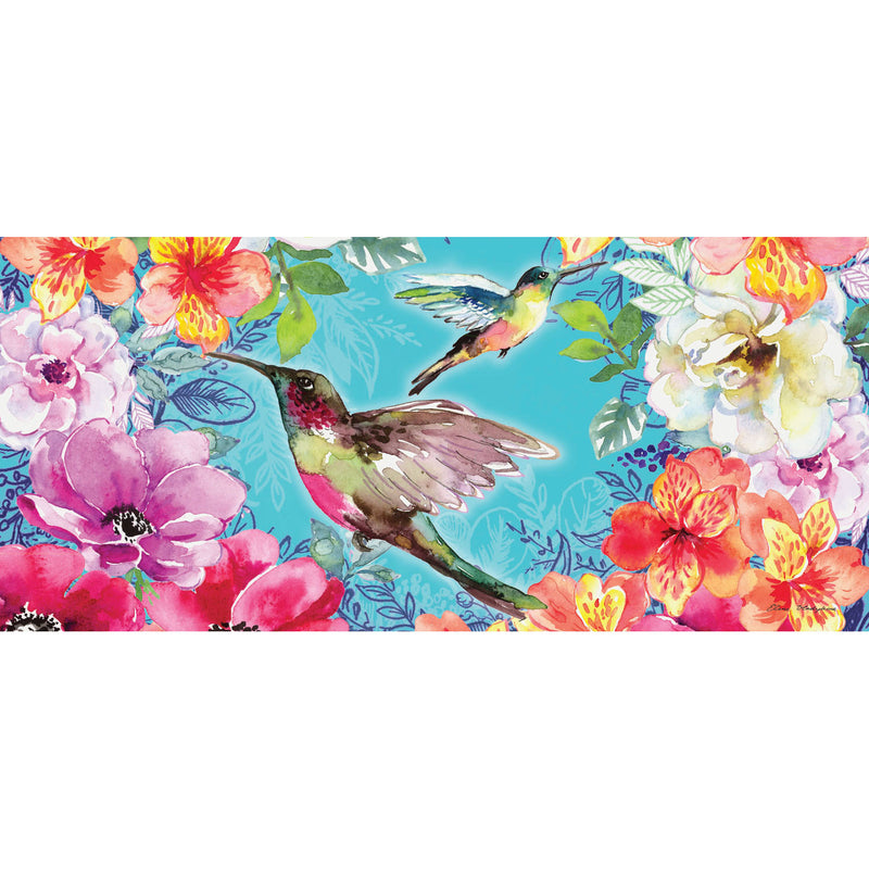 Evergreen Floormat,Bright Flowers and Hummingbirds Sassafras Switch Mat,22x0.25x10 Inches