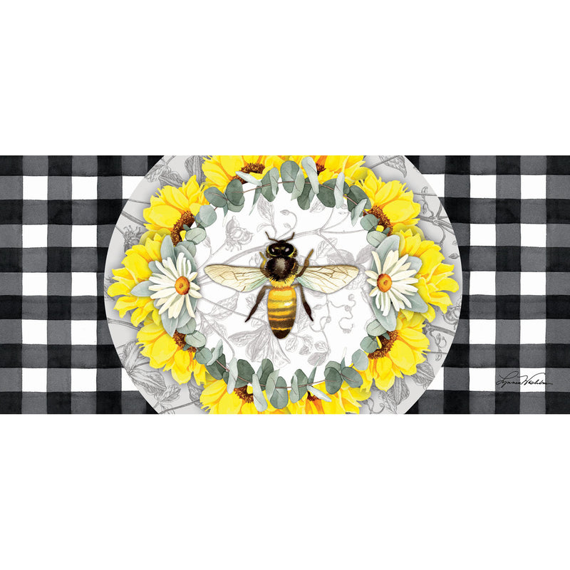 Evergreen Floormat,Honey Bee and Flowers Sassafras Switch Mat,22x0.25x10 Inches