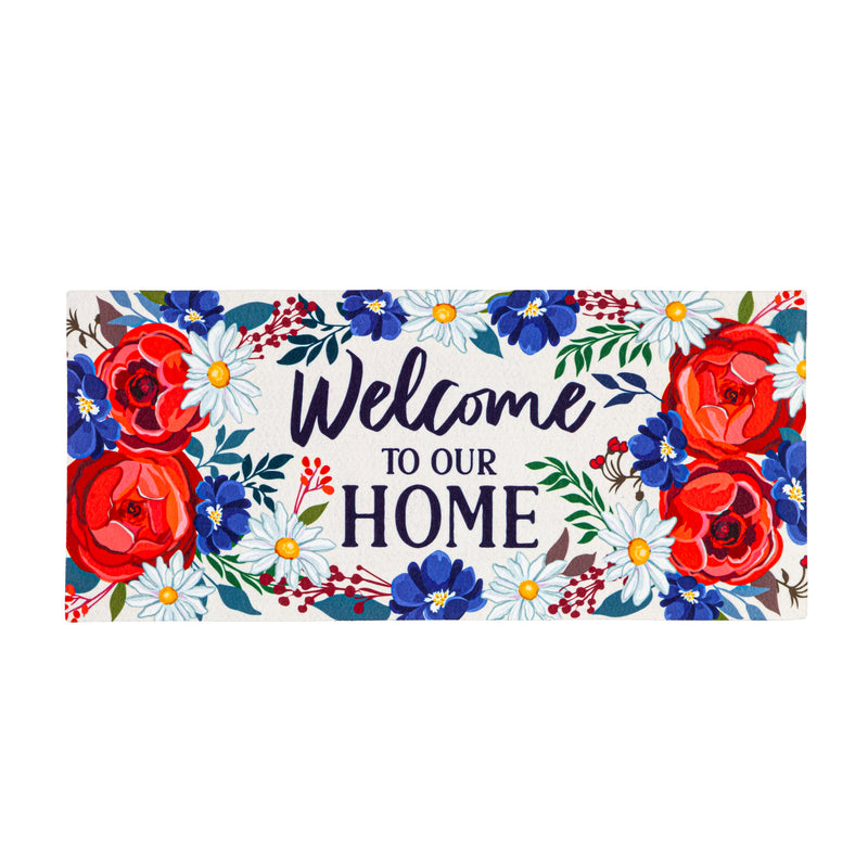 Evergreen Floormat,Patriotic Welcome to Our Home Sassafras Switch Mat,0.25x22x10 Inches