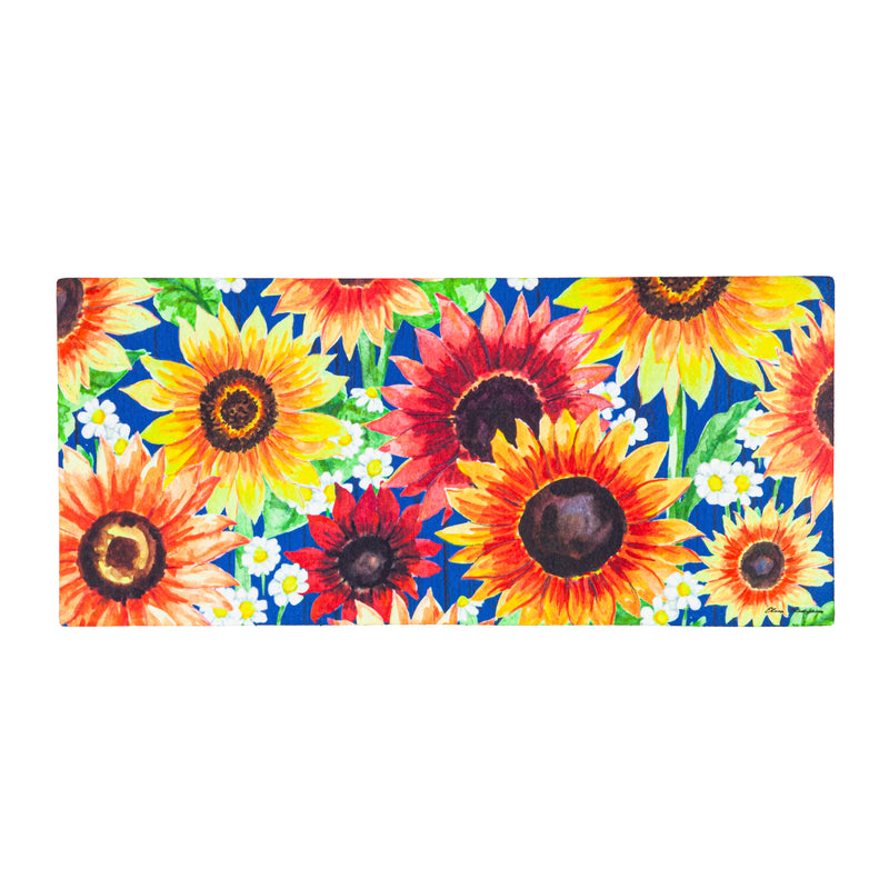 Evergreen Floormat,Multi-Color Fall Sunflowers Sassafras Switch Mat,22x0.2x10 Inches