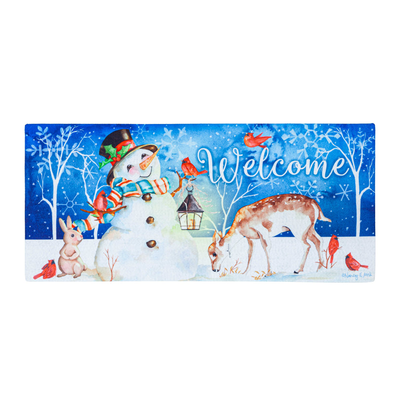 Evergreen Floormat,Sweet Snowman and Friends Sassafras Switch Mat,0.2x22x10 Inches