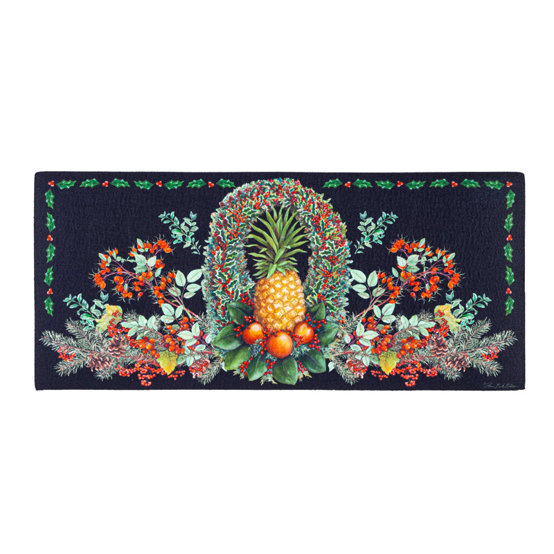 Evergreen Floormat,Christmas Pineapple Wreath Sassafras Switch Mat,0.2x22x10 Inches