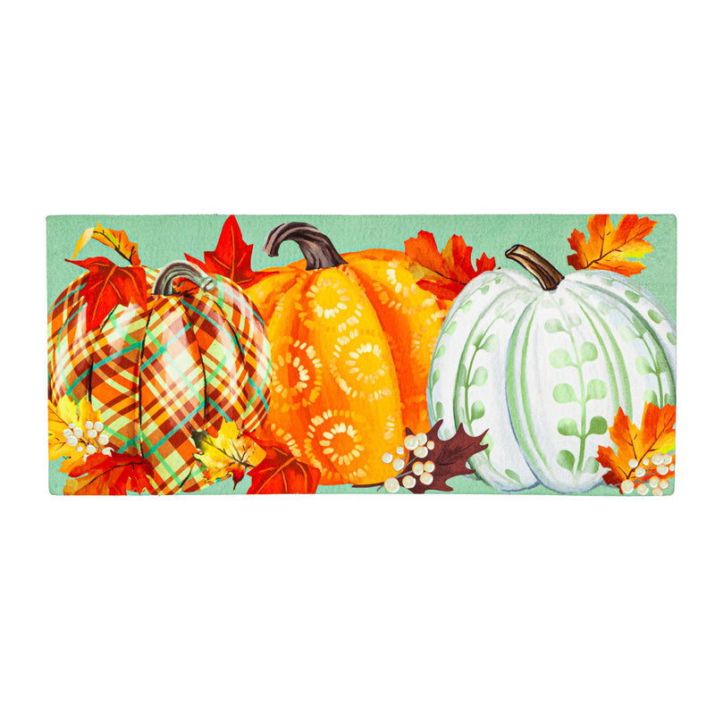 Evergreen Floormat,Painted Fall Pumpkins Sassafras Switch Mat,22x0.2x10 Inches
