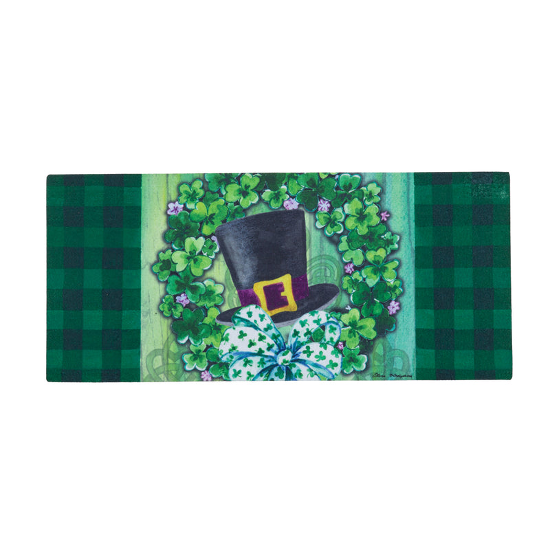 Evergreen Floormat,Saint Patrick's Lucky Hat Wreath Sassafras Mat,22x0.2x10 Inches