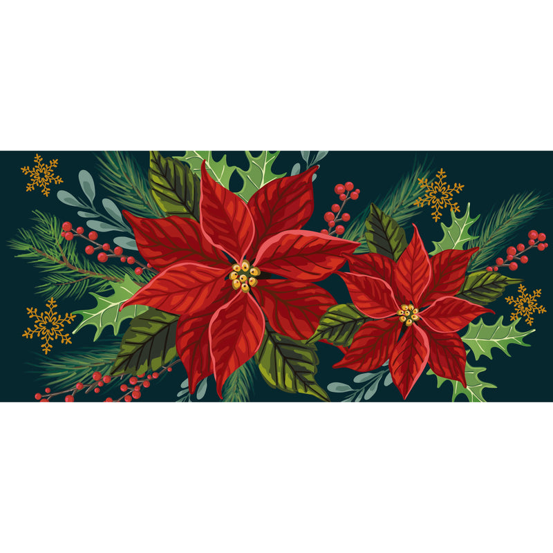Evergreen Floormat,Happy Holidays Poinsettia Sassafras Mat,0.2x22x10 Inches
