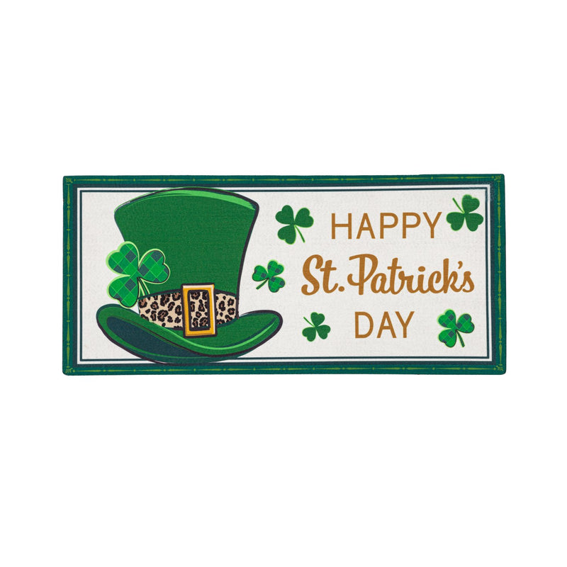 Evergreen Floormat,St. Patrick's Day Top Hat Sassafras Switch Mat,22x0.2x10 Inches